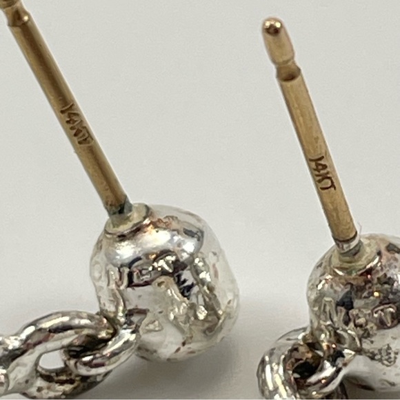 Monet 14K Gold Post White Diamond CZ Dainty Dangle Earrings Elegant Stunning - Picture 2 of 7